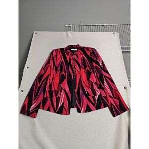 Jones Studio Separates ~Woman Size 12~ Abstract Fuchsia Pink Black Jacket Blazer